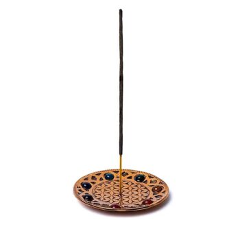 Incense holder copper finish Flower of life