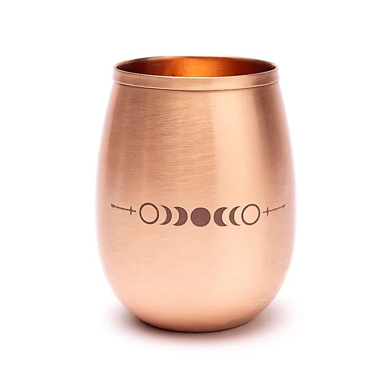 Copper cup moon phases laser engraved