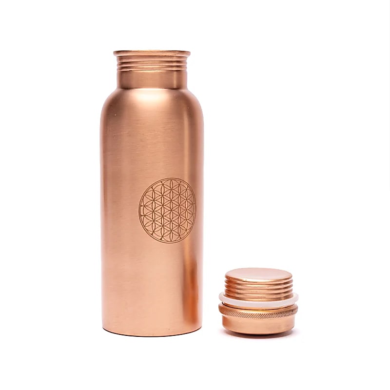 Copper bottle Flower of Life laser engraved