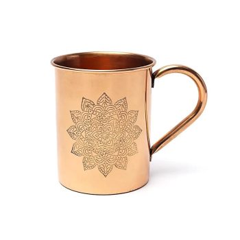 Copper mug Mandala etched