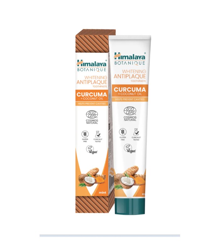 Himalaya Botanique Anti-plaque Whitening Toothpaste Turmeric + Coconut Oil 75g